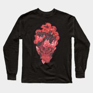 Red Crystal Skull Long Sleeve T-Shirt